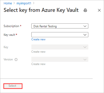 显示加密选项设置和“选择”按钮位置的屏幕截图。