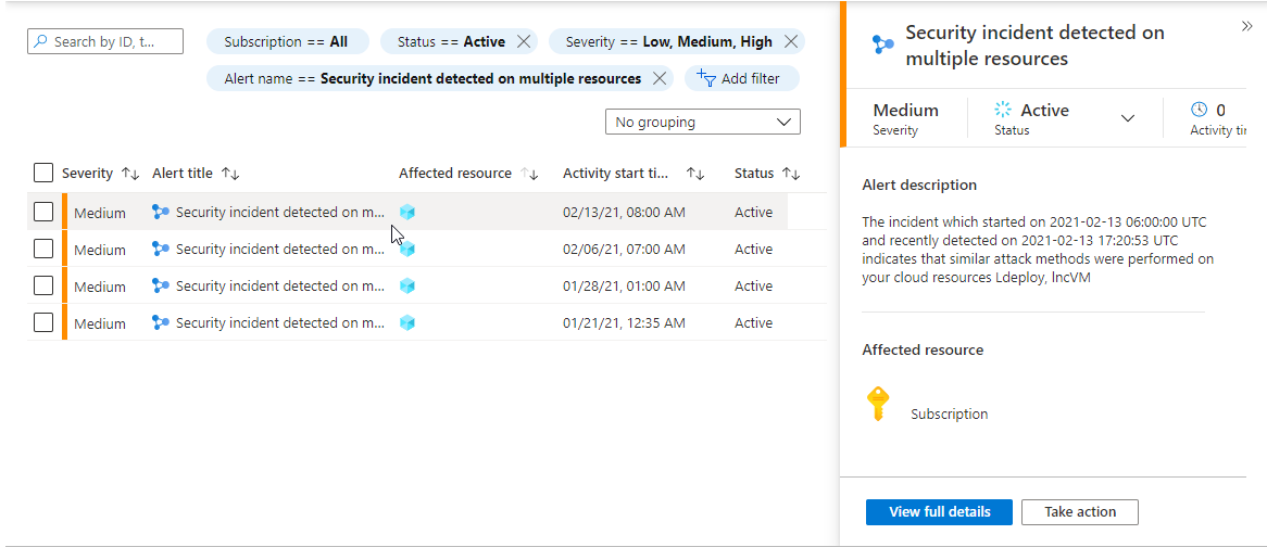 显示事件详细信息的侧窗格。