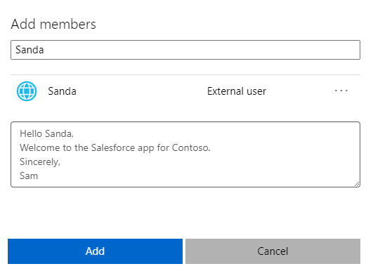 显示用于添加来宾的“添加成员”窗口的屏幕截图。