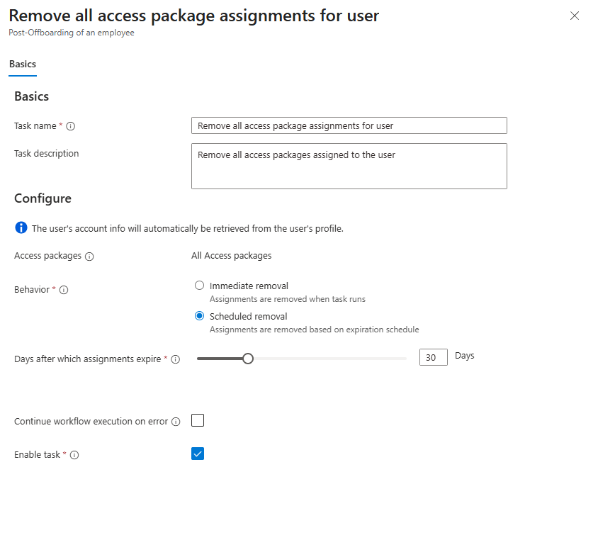 “移除所有用户访问包分配”这一任务的屏幕截图。