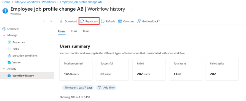 重新处理工作流的屏幕截图。