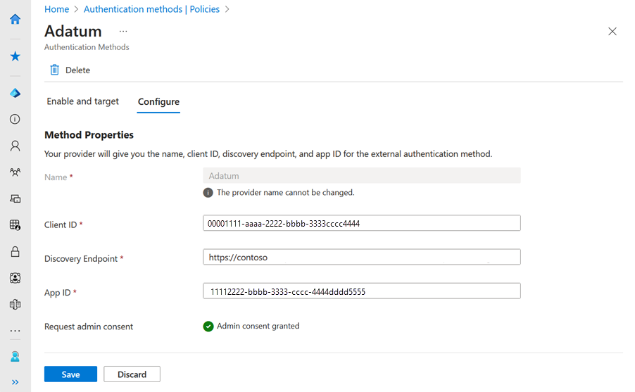 如何删除外部 MFA 的屏幕截图。