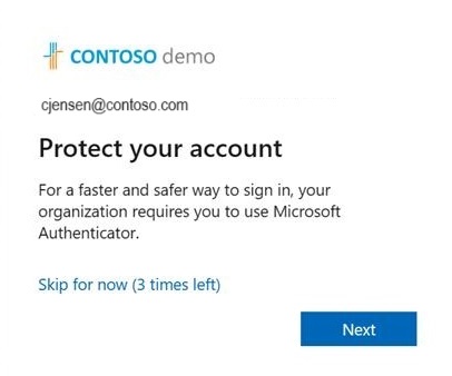 显示注册活动中提示用户设置 Authenticator 的提示信息的屏幕截图。