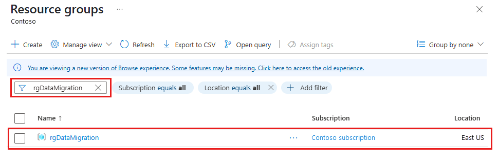 屏幕截图显示如何选择资源组。