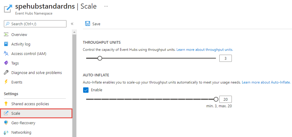 为现有标准命名空间启用自动扩充的屏幕截图