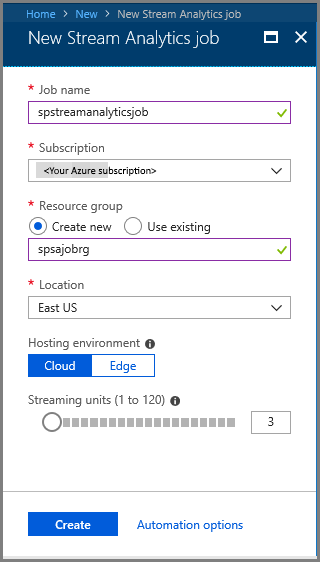 新的流分析作业