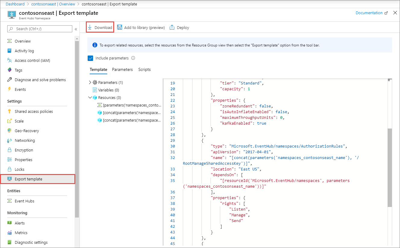 显示下载资源管理器模板的位置的屏幕截图。
