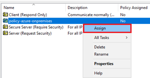 分配给 GPO 的 IPsec 策略的屏幕截图。