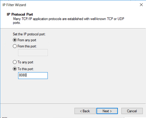 源端口和目标端口设置的屏幕截图。
