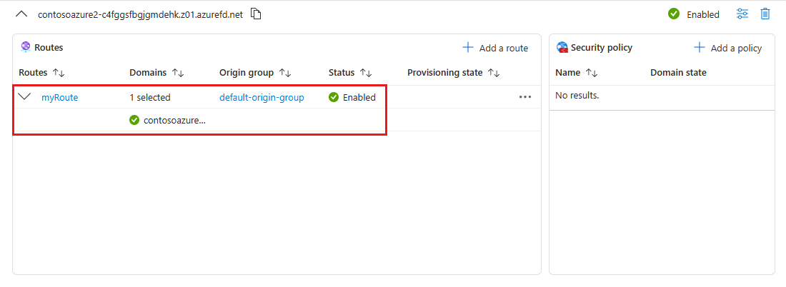 终结点中新建的路由的屏幕截图。