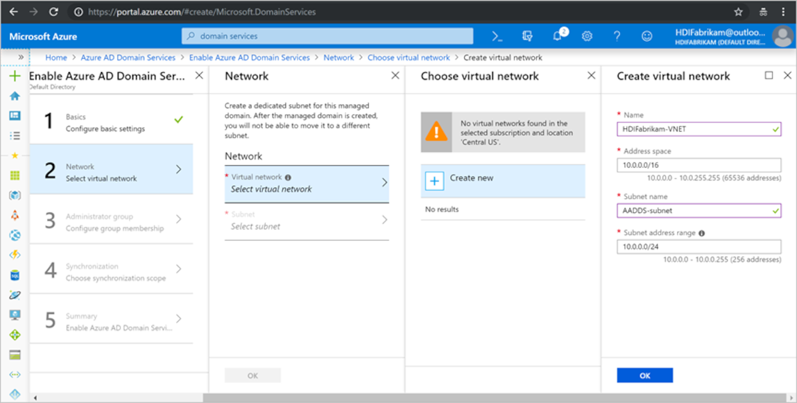 创建虚拟网络步骤。