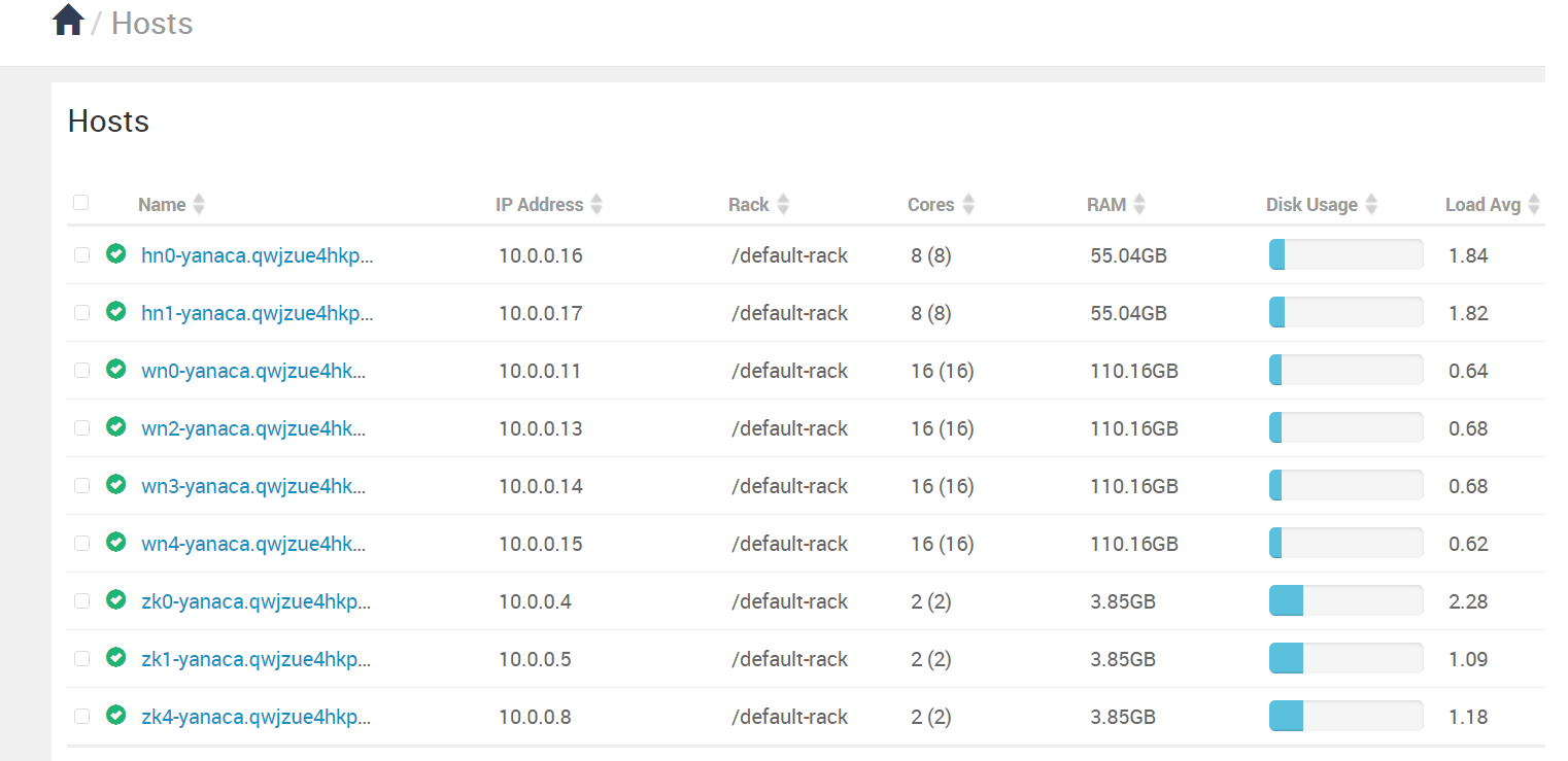 在Ambari UI中获取主机名称。