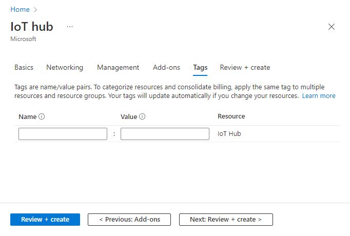 屏幕截图：如何为新的 IoT 中心分配标记。