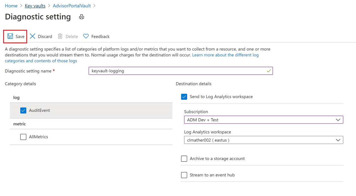 显示如何保存所选选项的屏幕截图。