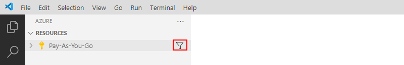 屏幕截图显示了包含订阅和所选筛选器图标的 Azure 窗格。