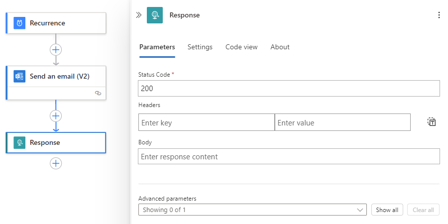 屏幕截图显示了工作流设计器和“响应信息”窗格。