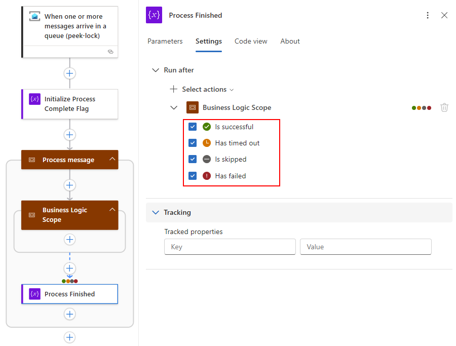 屏幕截图显示了进程完成设置后的运行。
