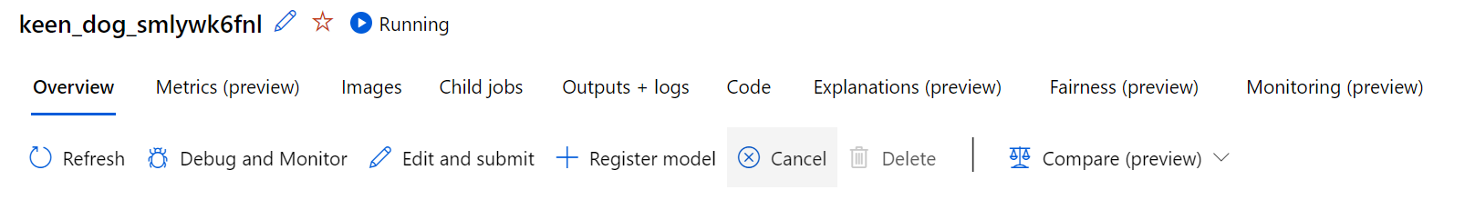 有关交互式作业的屏幕截图：可供用户选择的取消作业选项及其位置