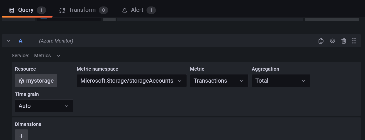 Grafana 工作区的屏幕截图。查询。