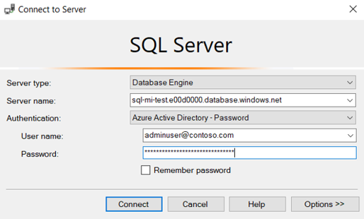 显示“连接到服务器”对话框的屏幕截图。