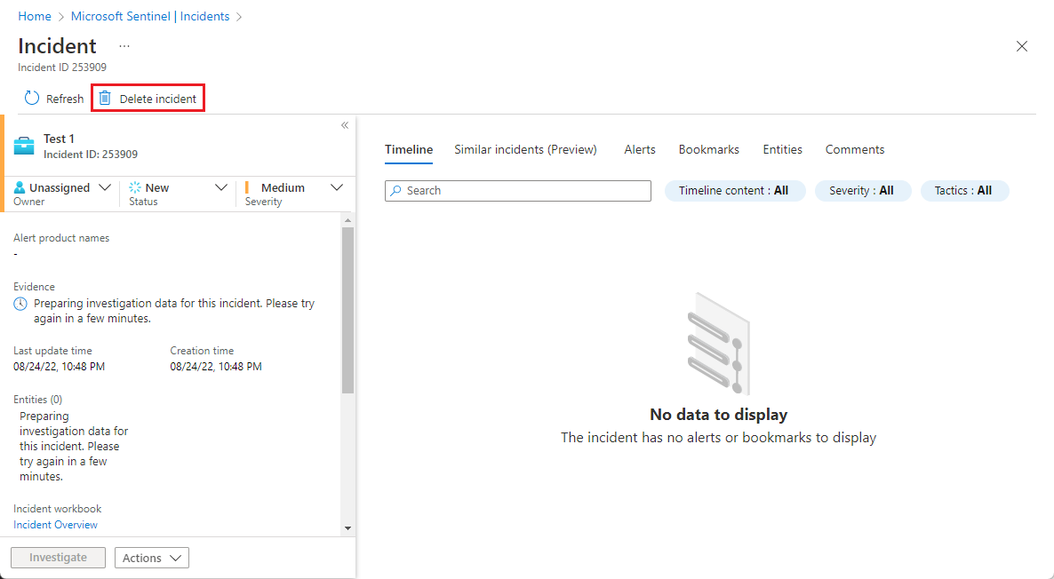 从详细信息屏幕删除事件的屏幕截图。