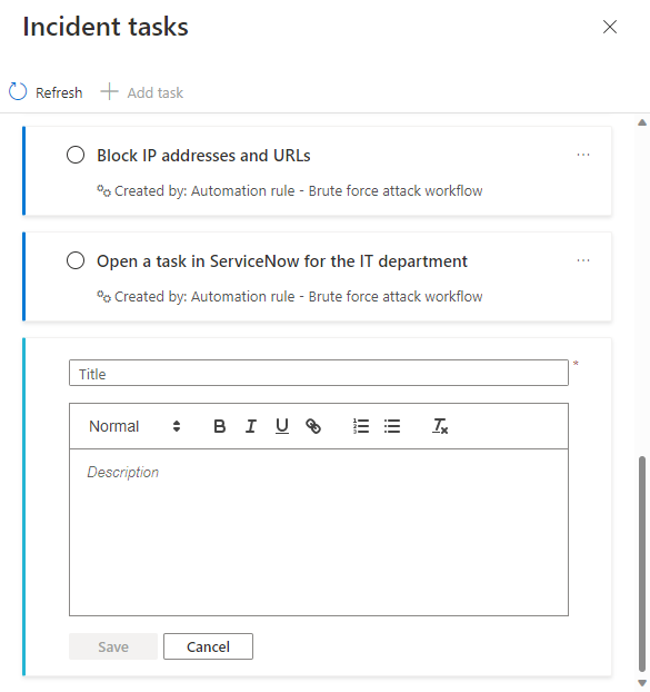 屏幕截图显示了如何向任务添加标题和说明。