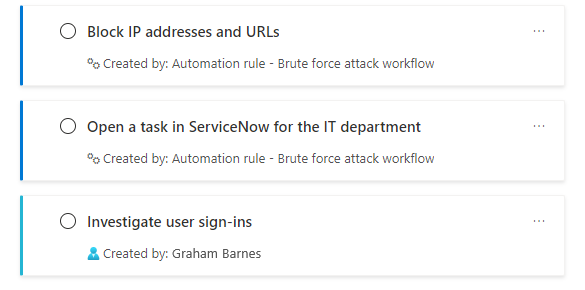 屏幕截图显示了任务列表末尾的新任务。