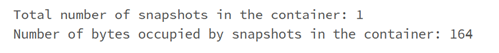 运行单元格时显示的结果的屏幕截图，其中显示了快照数和快照的总计大小。