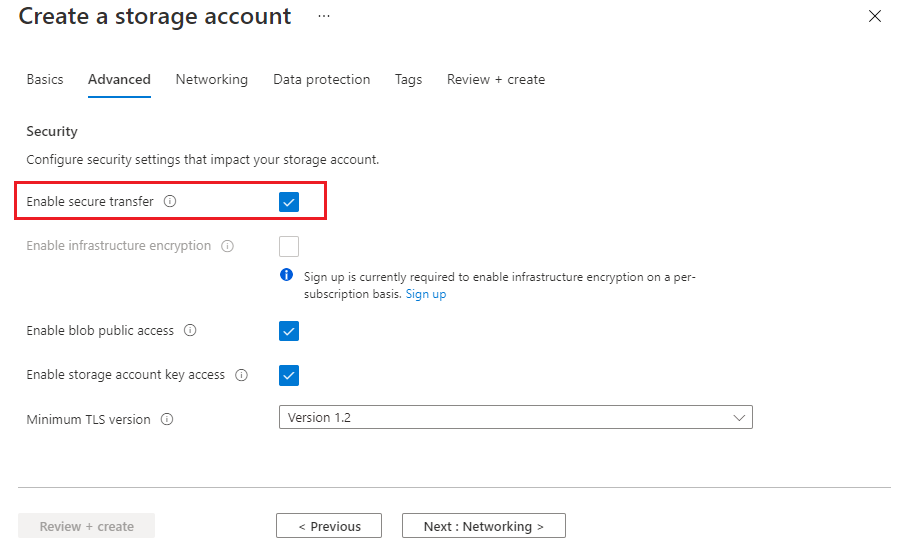 “创建存储帐户”边栏选项卡