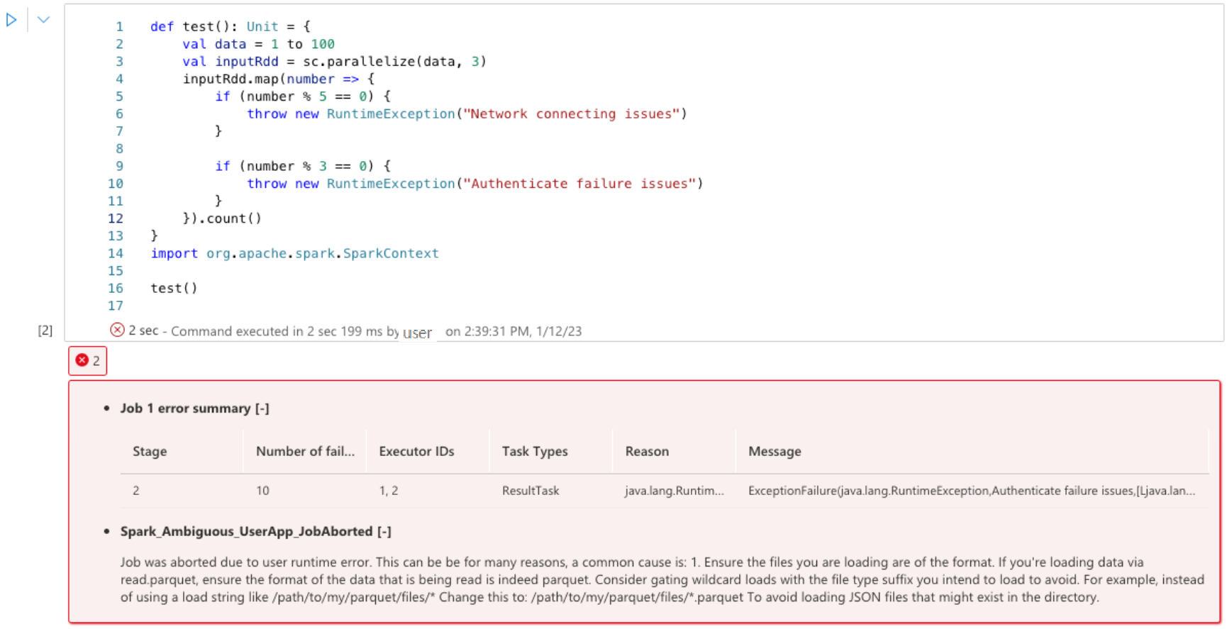 显示建议错误的屏幕截图。