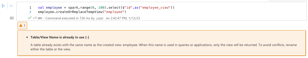 显示建议警告的屏幕截图。