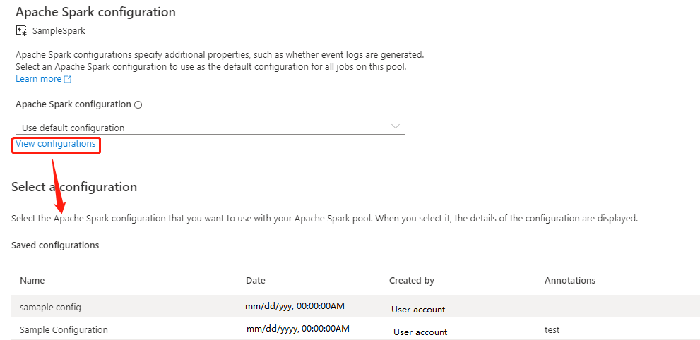 选择配置的屏幕截图。