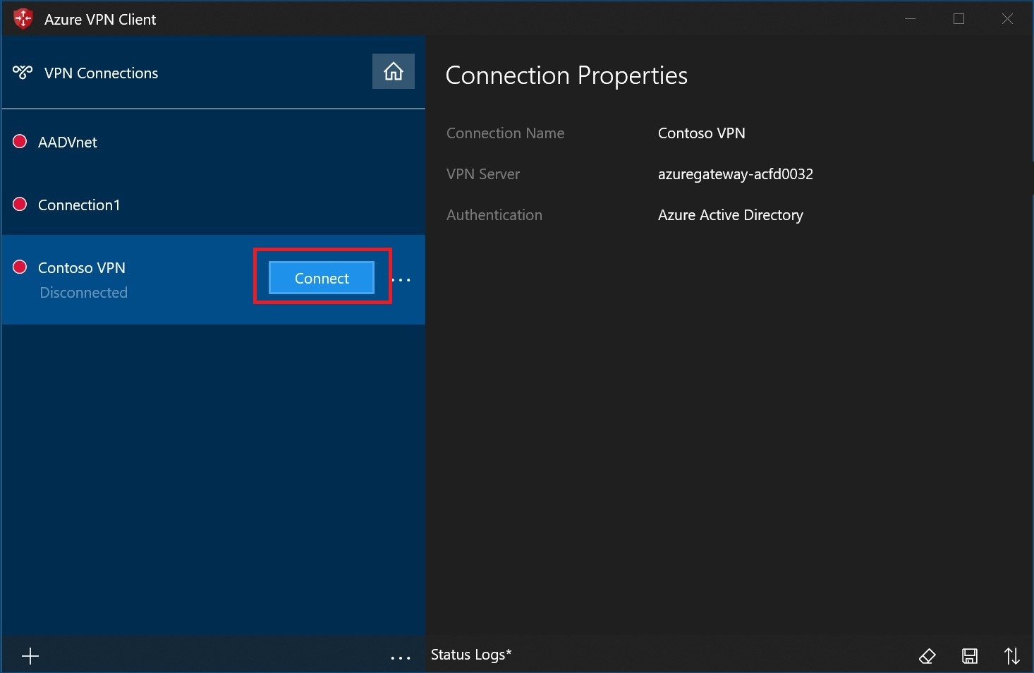 屏幕截图显示了“连接”按钮。