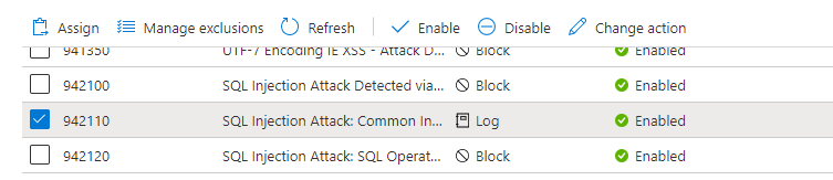 显示 WAF作的屏幕截图。