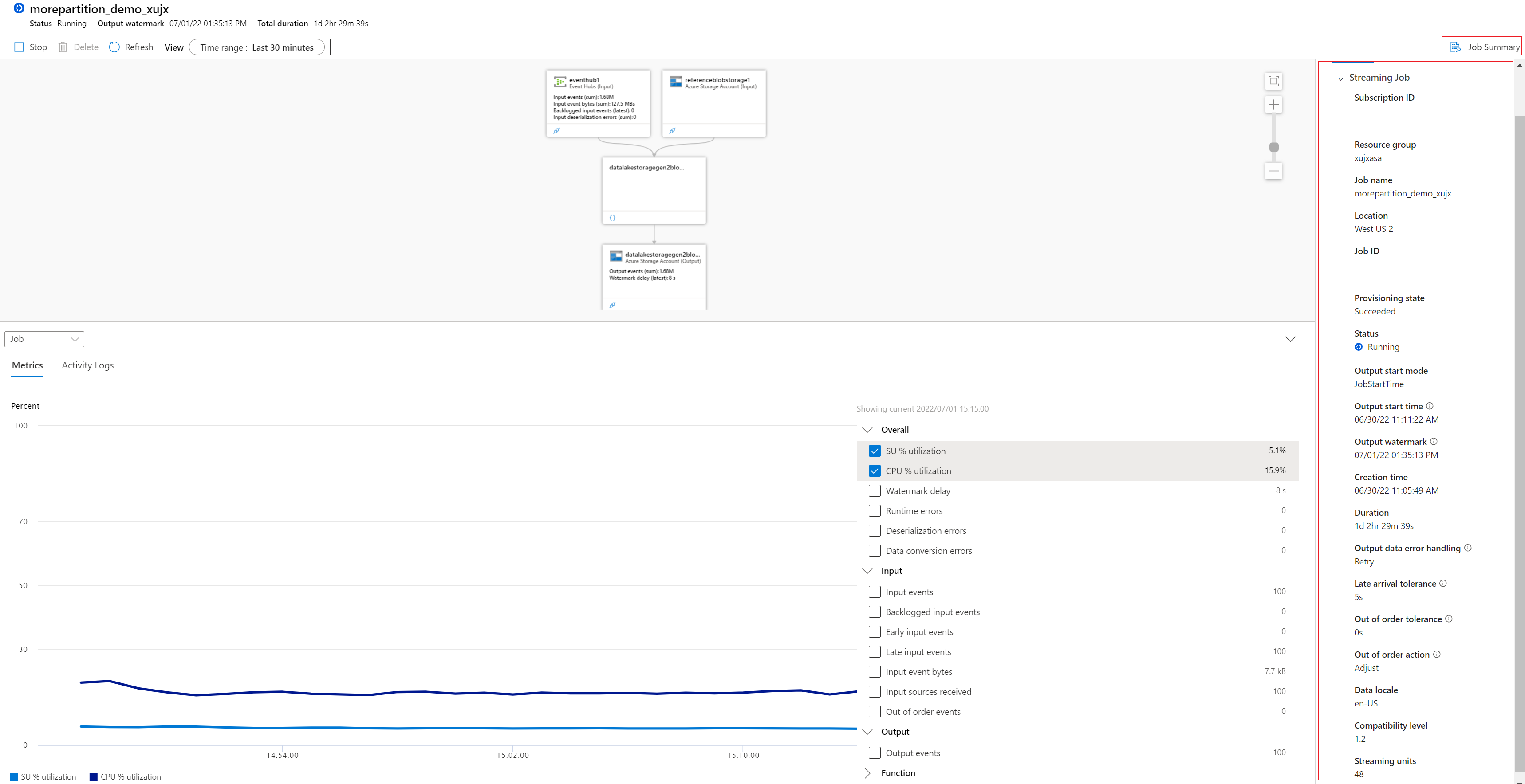 屏幕截图显示逻辑作业关系图作业摘要。