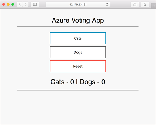 Image of browsing to Azure Vote sample application