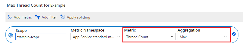 Screenshot of the Max thread count pane in Azure App Service.