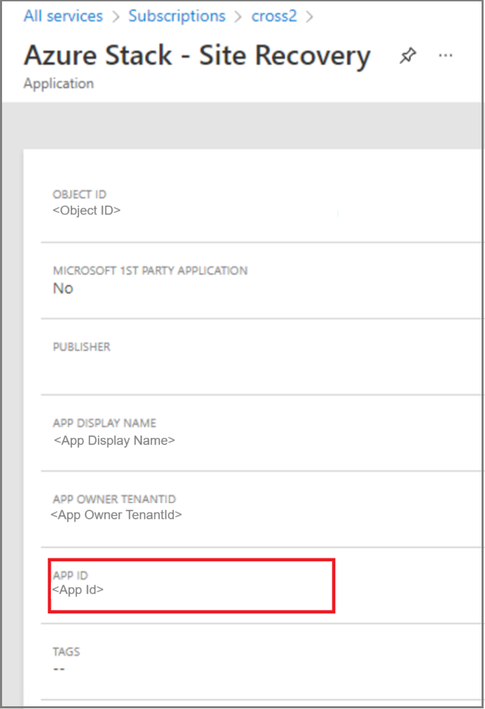 显示订阅属性的门户页的屏幕截图。