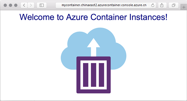 App deployed using Azure Container Instances viewed in browser