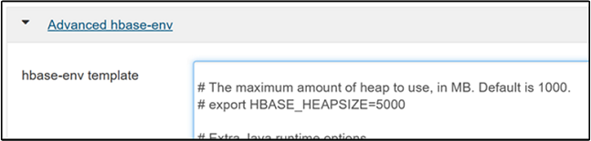 “Apache Ambari HBase 内存堆大小”。