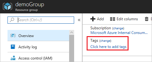View tags for resource or resource group