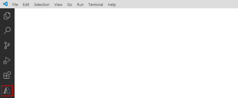 屏幕截图显示了 Visual Studio Code 活动栏和所选 Azure 图标。