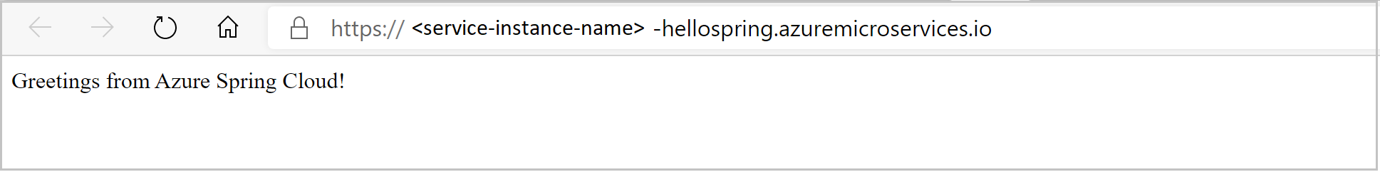 浏览器中所示的 hello spring 应用的屏幕截图。