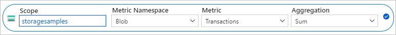 Screenshot showing how to configure metric to sum blob transactions