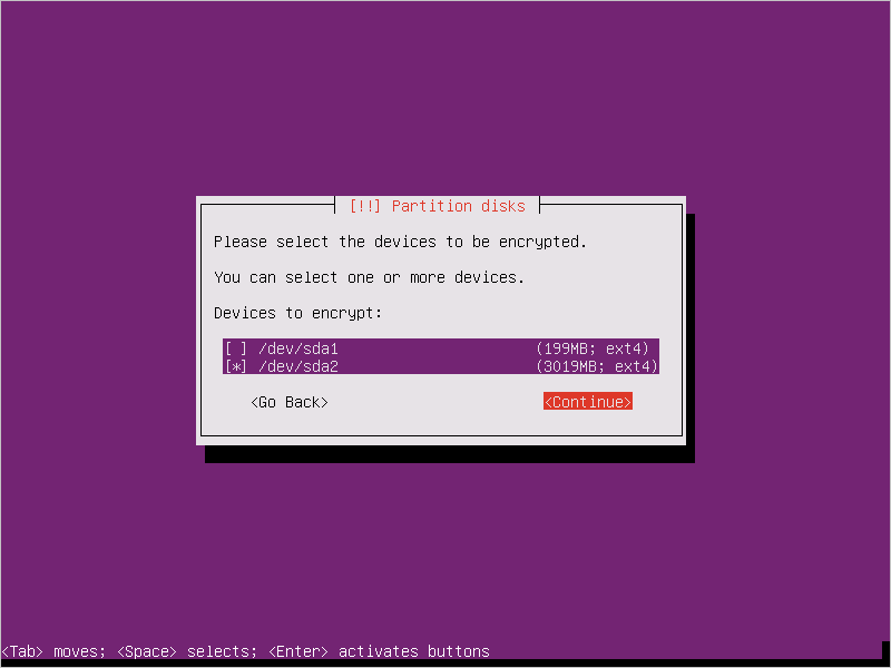 Ubuntu 16.04 安装 - 选择要加密的设备