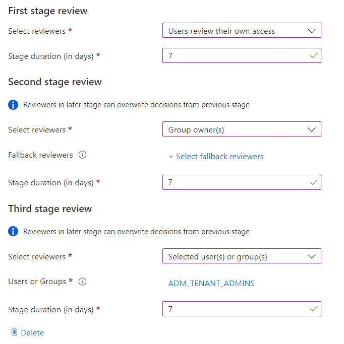 使用多阶段评审的屏幕截图。
