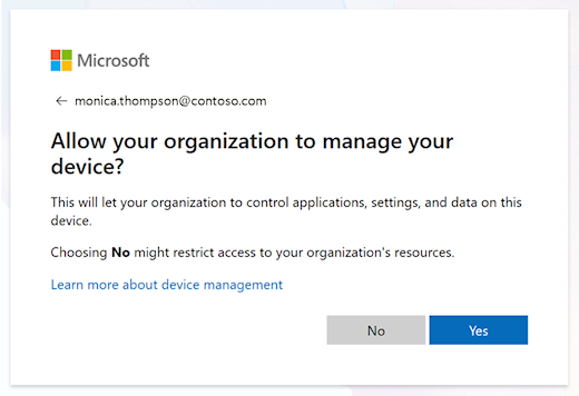 显示 MDM 注册窗口的屏幕截图。