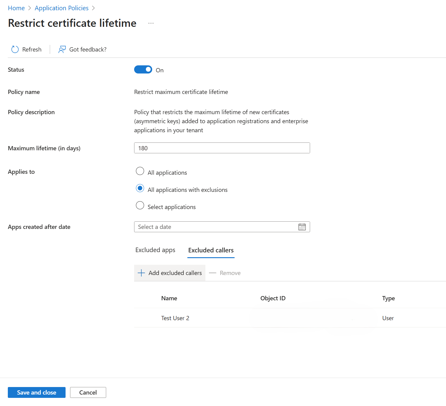 “限制最大证书生存期”限制的屏幕截图。