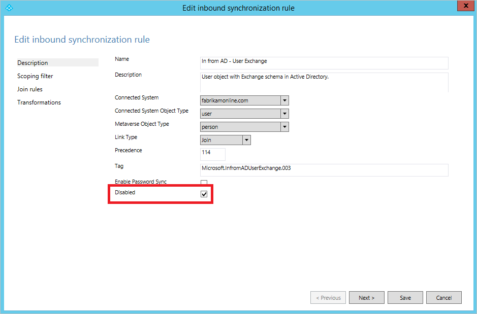 已禁用同步规则