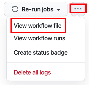 Screenshot showing how to view the workflow file